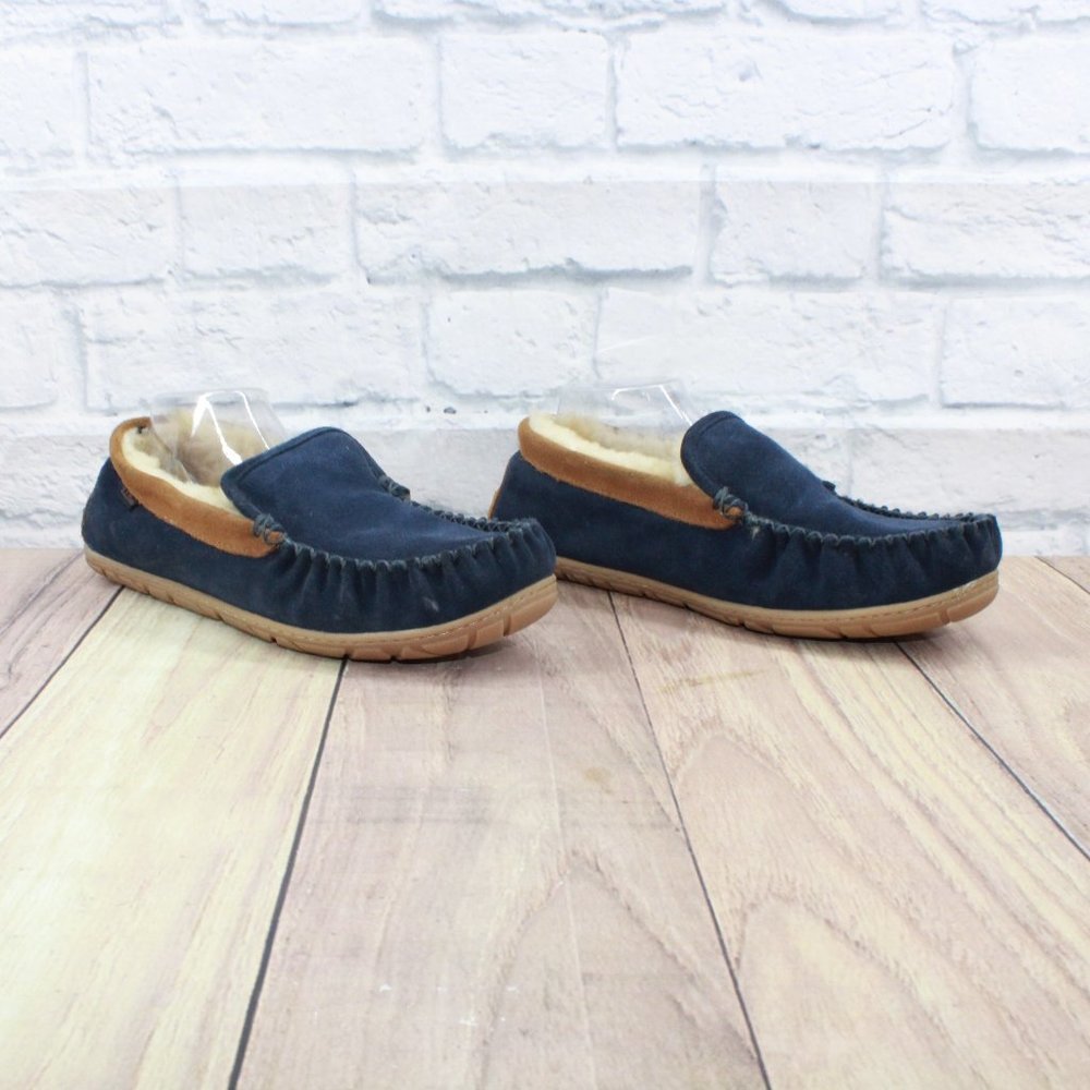 LL BEAN Blue Suede Wicked Good Shearling Lined Slippers Venetian 11 M - Picture 3 of 9